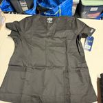 Cherokee  Core Stretch Modern Classic Black Medical Scrub Short Sleeve Top Large Photo 2