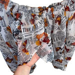 butterfly newspaper print poof sleeve blouse White Size M Photo 5