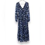 Monique Lhuillier RTR ML Melanie Black White & Blue Floral Maxi Dress Sz 6 Photo 1