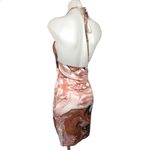 SheIn  Brown Marble Print Halter Neck Ruched Front Open Back Mini Party Dress 4 Photo 1