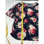 A Love Story Women's Navy Floral Short Sleeve Top Blouse Size S Blue Photo 4