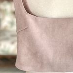 Salty  Cropped Top Faux Suede Blush Pink Zipper Back S Sleeveless Square Neck S Photo 4
