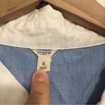 J.Crew Cotton Blue White Tuxedo Collar Button Up Long Sleeve Tunic Top Photo 1