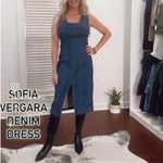 Sofia Denim Dress Women's Sz L Medium Wash Sleeveless Knee Length Slit Blue Size L Photo 9