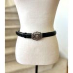Coldwater Creek Black Embossed Alligator & Silver Filigree Buckle Belt (L) Photo 0