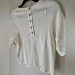 Madewell  NWOT Boxy Textured jacquard corduroy puff sleeve top button tee shirt Photo 6