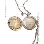Vintage Silver Tone Multi Chain Locket Necklace Antique Portraits Layered Estate Photo 3