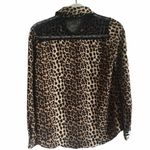 ZARA Basic Lace Cheetah Top Button Down Small Long Sleeve Animal Print Blouse Photo 7