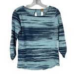 Lucy Activewear  3/4 Sleeve Cotton Shirt Size XS Blue Print Casual Photo 0