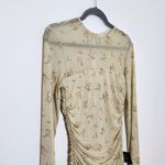 Lulus Beige Floral Mesh Maxi Cocktail Dress NWOT Size Medium Wedding Guest Dress Photo 6