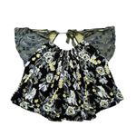 Free People  black, yellow & blue floral cold shoulder top size M Photo 10