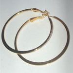 Gold Tone Retro Classic Flat Hoop Boho Pierced Earrings Photo 5