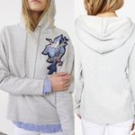 Anthropologie Sanctuary X  Crane Bird Embroidered Crop Hoodie: Heathered Grey Photo 1