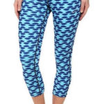 Nike Relay Print Dri-Fit Capri Running Tights Blue Aqua Medium Fold Over Photo 0