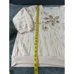 Vintage Rafael Peach Textured Sweatshirt Top L Embellished Rhinestone Floral Size L Photo 4