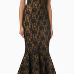 Norma Kamali  Corset Lace Mermaid Gown Long Black Peony Nude Womens Size S 36 Photo 0