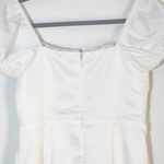Lulus  White Satin Mini Dress Size Medium Bridal Puffy Sleeve Cocktail Dress Photo 4