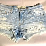 Abercrombie & Fitch Blue Polka Dot Shortie Shorts Frayed Distressed 28” Size 00 Photo 0