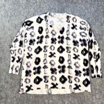 Caryn Vallone Small Sweater White Black Abstract Animal Print V Photo 0