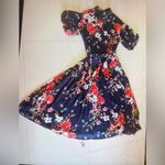 Gracia  black floral maxi dress size M Short Puffy And Elastic Sleeve Pocket Photo 15