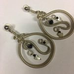 Costume Earrings Pierced Large Silver Tone Dangle Photo 5