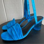 Via Spiga NWOB Nova Ankle Wrap Block Heel Sandal In Azure Blue Suede Size 8 Photo 1