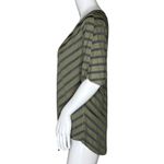 Chico's Shirt Womens Medium Green Chevron Stripe Tie Front Updated Basic Casual Photo 2