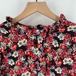 Hayden  Floral Print Crepe Chiffon Ruffle Mock Neck Smocked Long Sleeve‎ Blouse Photo 1