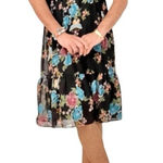 LC Lauren Conrad Lauren Conrad Plus Balloon Sleeve Smocked Midi Dress Sz XL Black Butterfly Photo 0