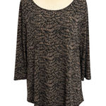 Clara Sun Woo Black Brown Round Neck 3/4 Sleeve Asymmetrical Hem A Line Tunic XL Photo 0