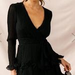 Selfie Leslie Black Ruffle Chiffon Dress Photo 0