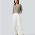 Halara  v-neck long sleeve hollow out work sweater Photo 2