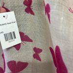 Source Unknown Cream and Fuschia/Magenta Butterfly Scarf with Tassels- OS (approx- 72” by 42”) Photo 11