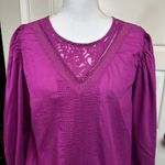 Farm Rio  For Anthropologie Kelsie Cotton Peasant Blouse Purple Size Medium Photo 2