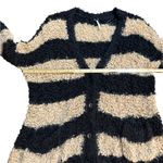 Free People  Marshmallow Cardigan Sweater Oversized Chunky Knit Taupe/Black Sz S Photo 8