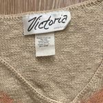 Vintage Victoria Sweater One Size Made in USA Floral Painted Cotton Pullover 90s Red Photo 1