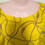 Lauren Ralph Lauren Flutter Capping Sleeve Chain Print Blouse top woman size XL Yellow Photo 3