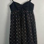 BCBG MAX AZRIA black 100% silk satin babydoll sun dress puff skirt eyelet dots Photo 0