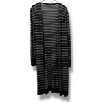 Lafayette 148 Silk Blend Long‎ Sleeve Navy Blue Striped Mid Length Cardigan Sz L Size L Photo 3