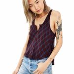 Urban Outfitters BDG Bayley Button Back Loose Slouchy Boyfriend Plaid Tank Top L Photo 0