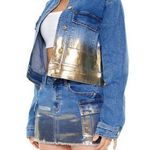 Forever 21 Metallic Denim Cargo Mini Skirt Photo 3