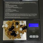 St. John Vintage Black/White Beaded Multi Strand Layered Gold tone Chain Necklace Photo 6