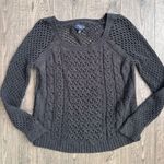 American Eagle Dark Grey Cable Knit Sweater- Size Large Photo 0