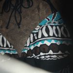 a.n.a . 16 Tribal  Turquoise Chocolate Black Swim Tankini Top Plus Photo 1