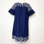 J.Crew  Bell Sleeve Fringe Dot Dress blue white sz 10 Photo 4