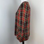 J. Jill Tartan Plaid Button Front Long Sleeve Blouse Small Petite SP Festive Red Photo 5