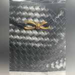 Source Unknown Black Woven Tote Bag Braided Shoulder Strap Gold Tone Hardware Large Photo 1