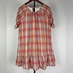 Madewell  Pink Orange Plaid Ruffle-Sleeve Popover Mini‎ Babydoll Dress Photo 1