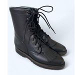 Tony Lama NEW Women's Black Leather Roper Lace Up Kiltie Boots 5.5 B Photo 9