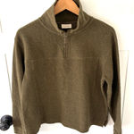 Poetry  Zip Neck Cotton Jersey Forest Green Top. Size 6. Photo 0